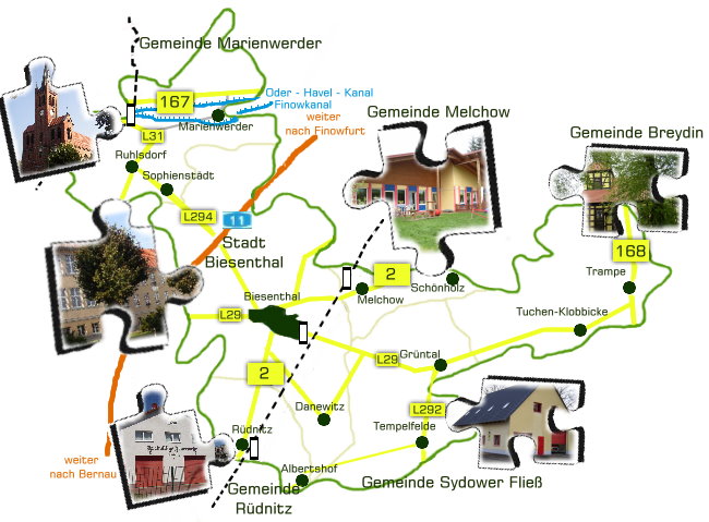 Karte vom Amtsgebiet des Amtes Biesenthal-Barnim